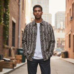 (NWT) Patterned Snakeskin Shirt Jacket; Dickie’s Canvas (Size S)